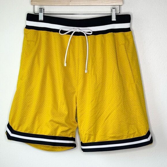 MNML Core Basketball Shorts in Yellow Mesh - Men’s US - Picture 1 of 8